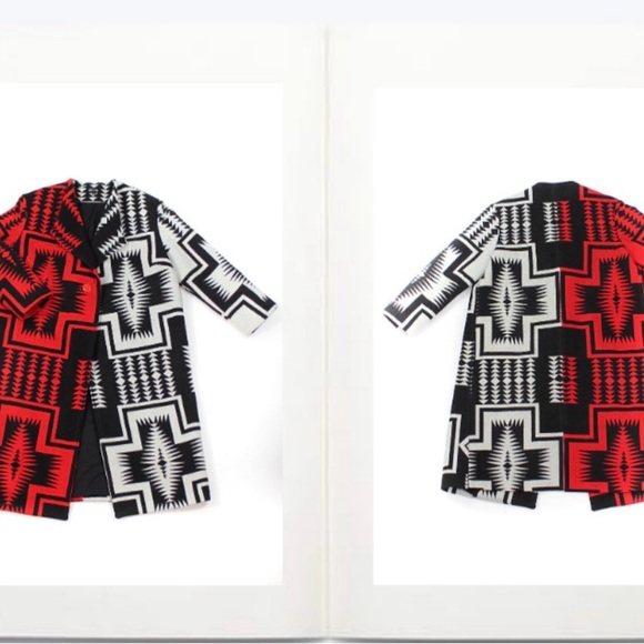 Rare Emme Studio Pendleton Red and Black Geometric Coat NWOT - Picture 3 of 16